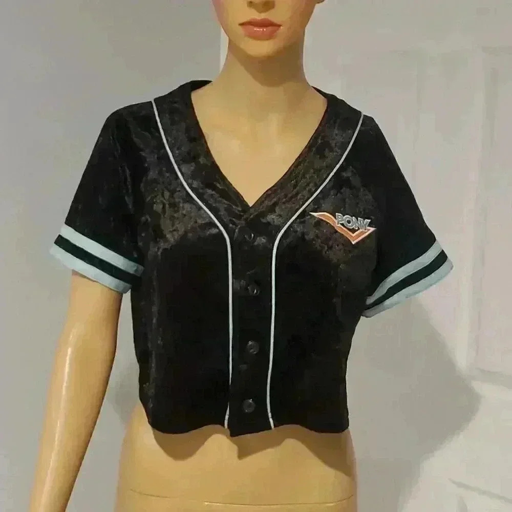 Pony velvet cropped baseball jersey - Picture 2 of 7